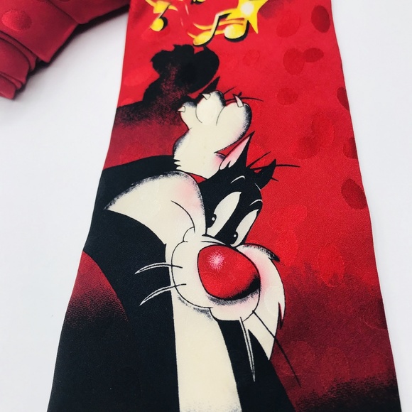 Looney Tunes Sylvester Tweety Mens Silk Tie 4×60″ - Picture 6 of 8